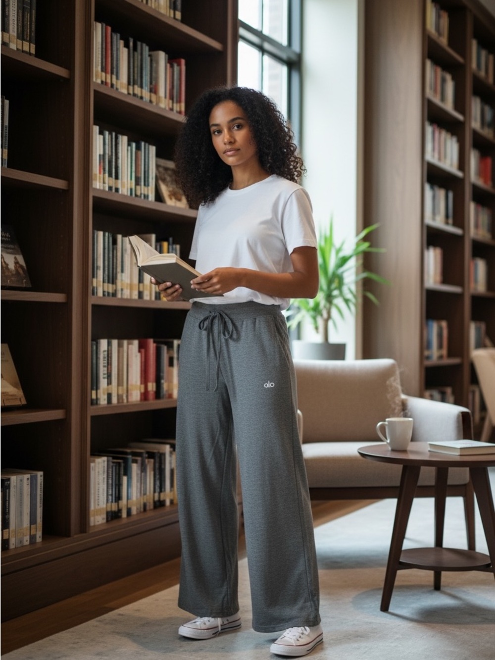Alo Yoga Gray Wide Leg Drawstring Lounge Pants Size Large New With Tags